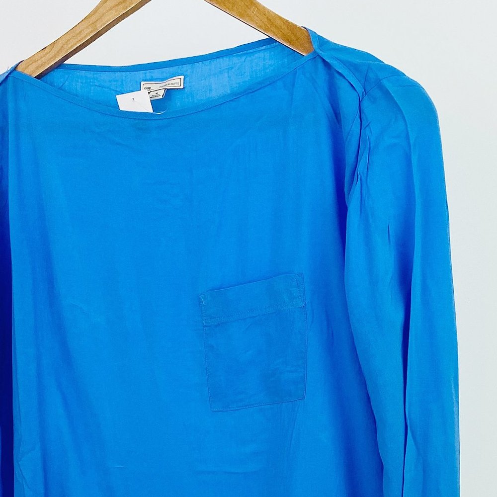 GAP blue pocket front shirt blouse top NEW
